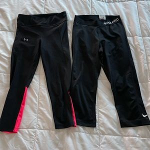 Small cropped legging bundle UA and Nike.
